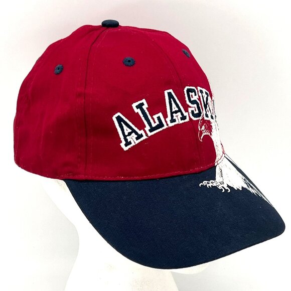 Alaska Embroidered Baseball Cap Hat Eagle Graphic Red Black Navy Blue Adjustable - Picture 5 of 12